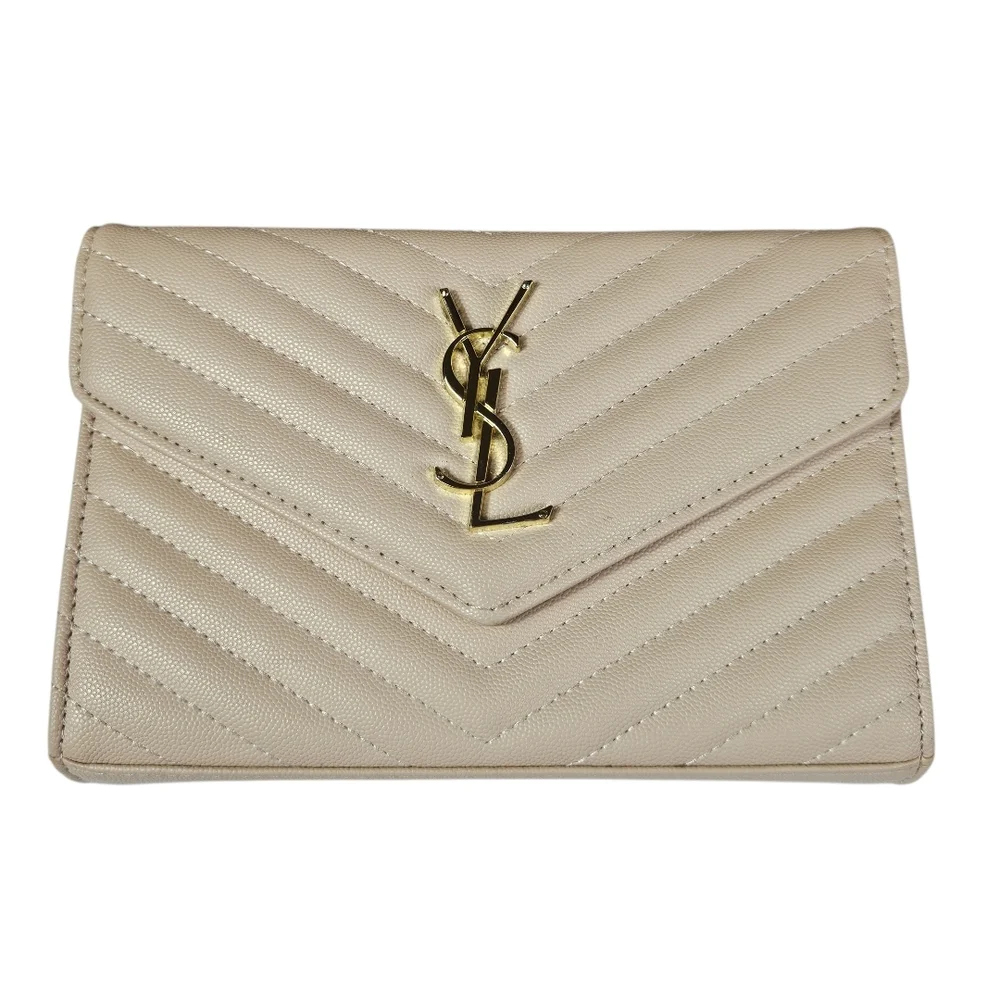 Yves Saint Laurent Cream Quilted Wallet Purse - Picture 2 of 16